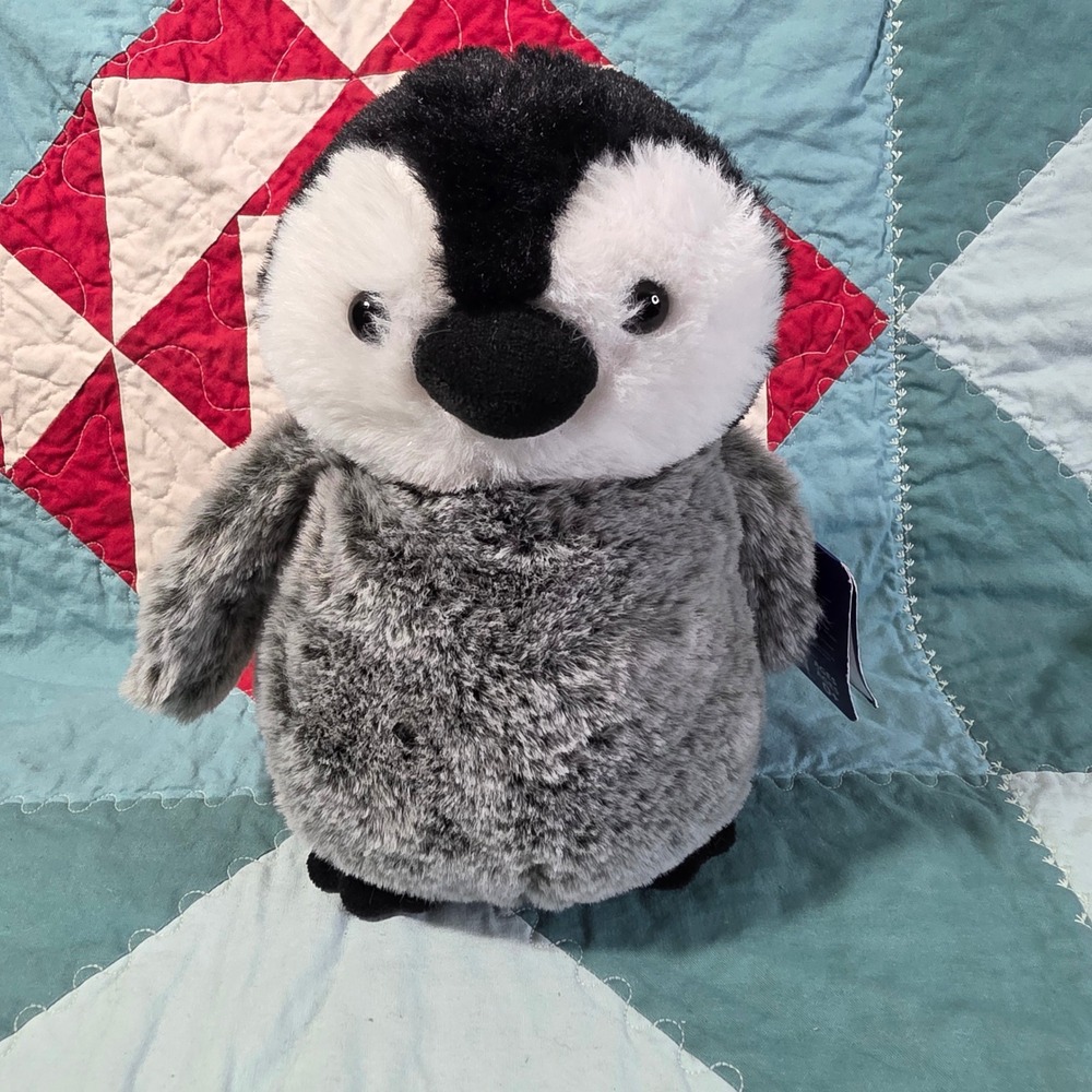 Kellytoy‎ Original Penguin Plush Grey Black White 9" Stuffed Animal Silky SOFT